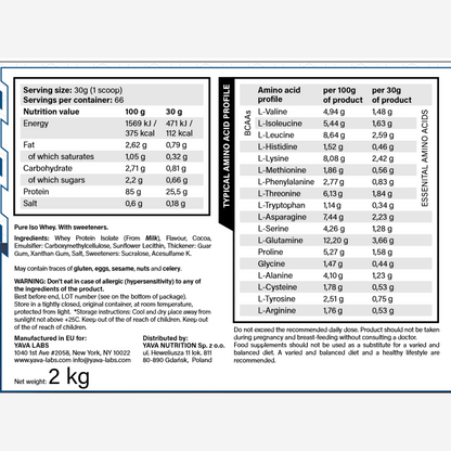 Proteína Pure ISO Whey (2 Kg) – Yava Labs